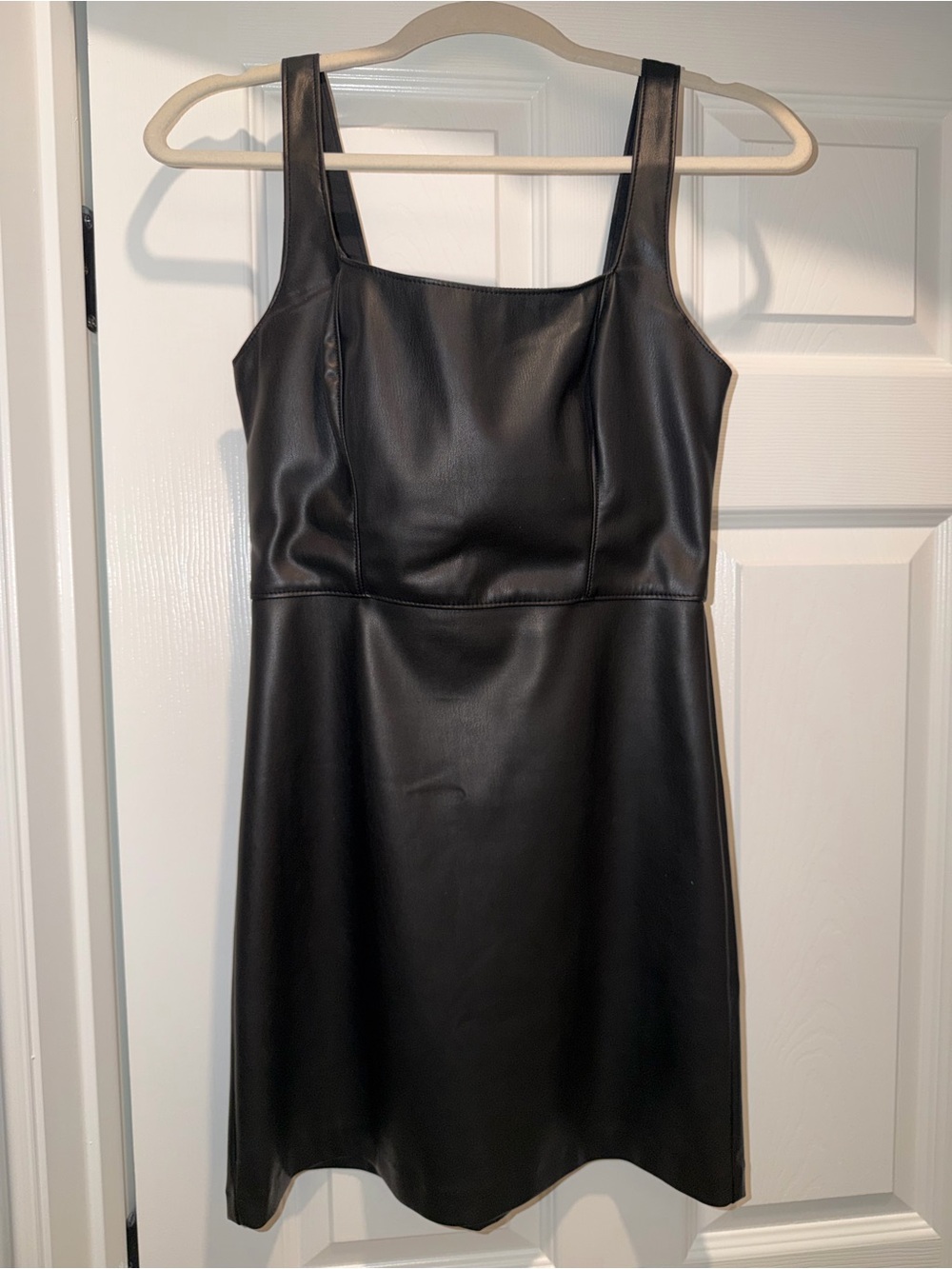 Abercrombie & Fitch Black Faux Leather Square-Neck Mini Dress